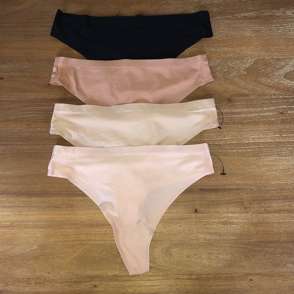 Chantelle Seamless soft stretch thongs in Black, Blush, Cream, Light brown